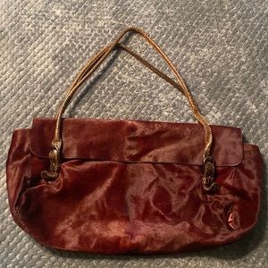 MIU MIU rich chocolate mahogany calf hair shoulder bag